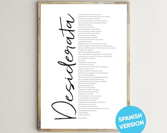 Desiderata Print,Spanish,Inspirational Poem,Wall Art,Desiderata Poster,Motivational Quote,Max Ehrmann,Printable,Literary Text,Decor,Download