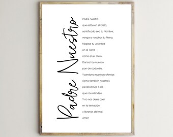 Padre Nuestro,The Lord's Prayer,Our Father,Pater Noster,Christian Signs,Catholic Prints,Spanish,Printable Wall Art,Digital Download