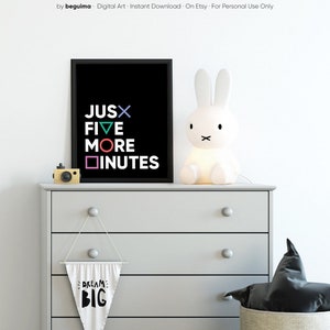 Just Five More Minutes,Gamer Posters Video Game Prints Boy Wall Art Joystick Buttons Symbols Printable Gaming Room Man Cave Decor Download image 9