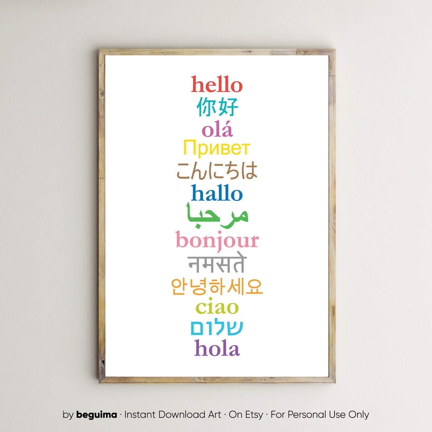 Hello Prints,different Languages,hello Posters,hi Wall Art,classroom ...