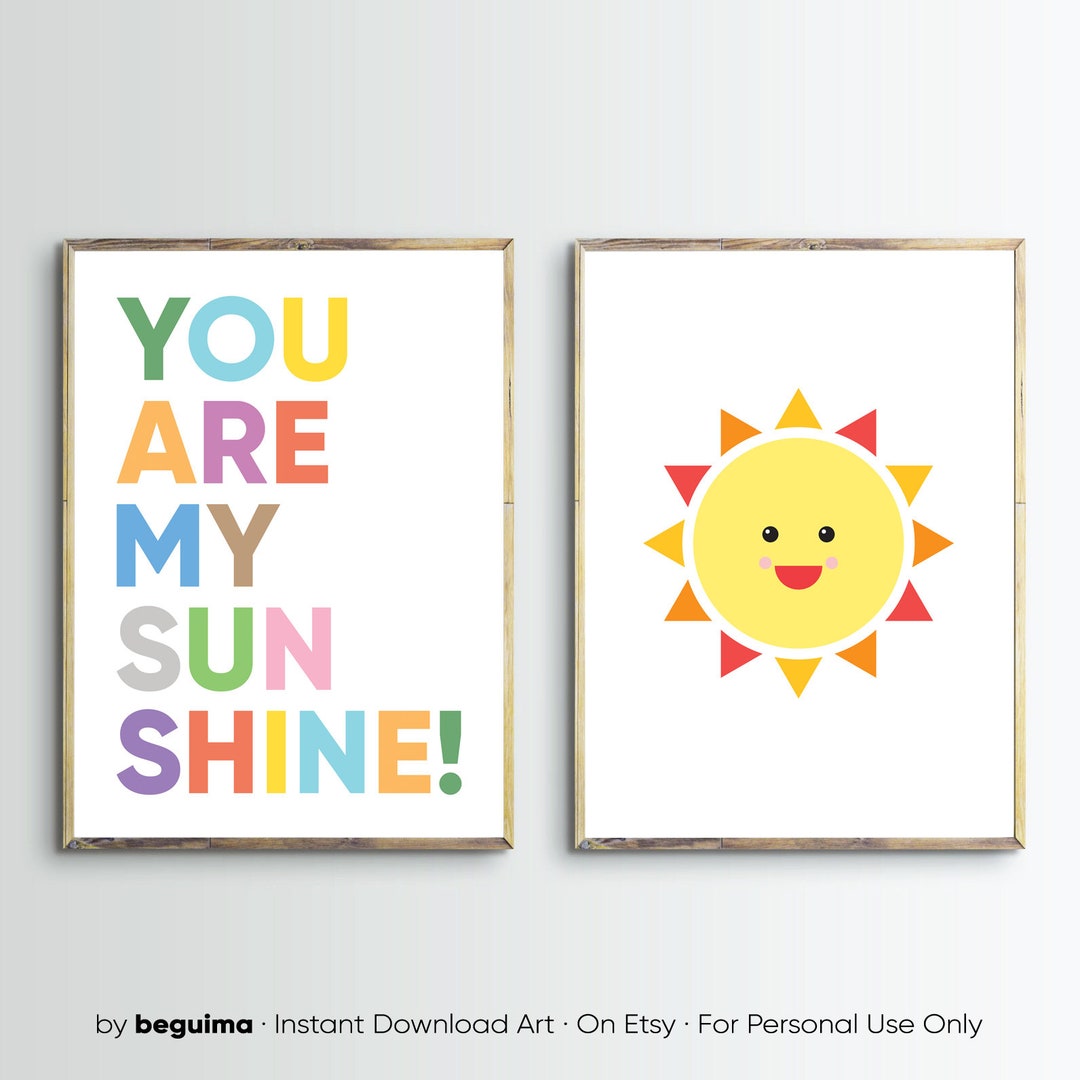 Nursery Wall Art,you Are My Sunshine,set of 2 Prints,nursery Sun ...