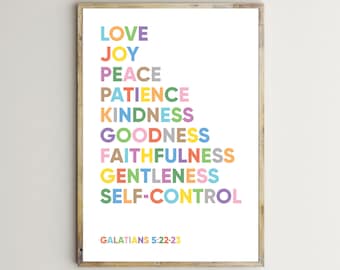 Fruit Of The Spirit,Galatians,Bible Verse Prints Christian Wall Art Printable Scripture Signs Kids Posters Inspiring Quotes,Digital Download