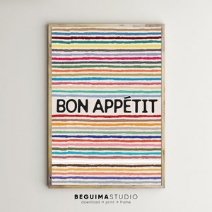 Bon Appetit,Enjoy Your Meal,Kitchen Wall Art,Food Posters,Dining Room Prints,Home Decor,French Quotes,Printable Signs,Digital Download