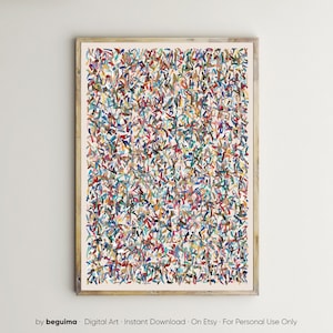 Arte abstracto moderno, impresión de pared colorida, brillante, arte de pared imprimible, carteles, decoración de pared, contemporáneo, multicolor, sala de estar, descarga digital