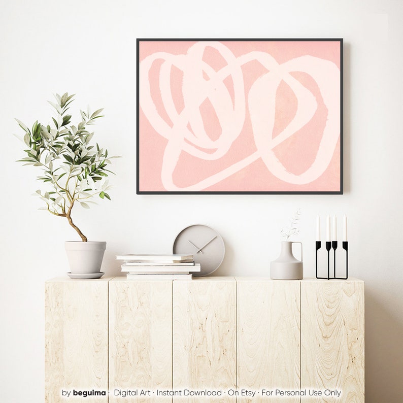 Pink Abstract Wall Art Printblush Etsy