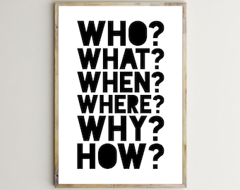 Who What Where When Why Chart - Etsy
