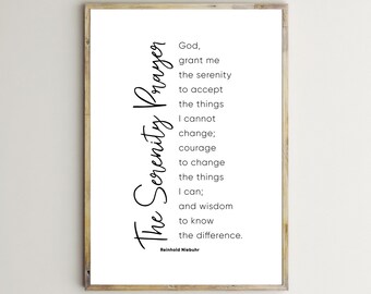 The Serenity Prayer, christelijke print, katholiek gebed, christelijke muurkunst, afdrukbaar christelijk bord, katholieke poster, decor van huis, digitale download_