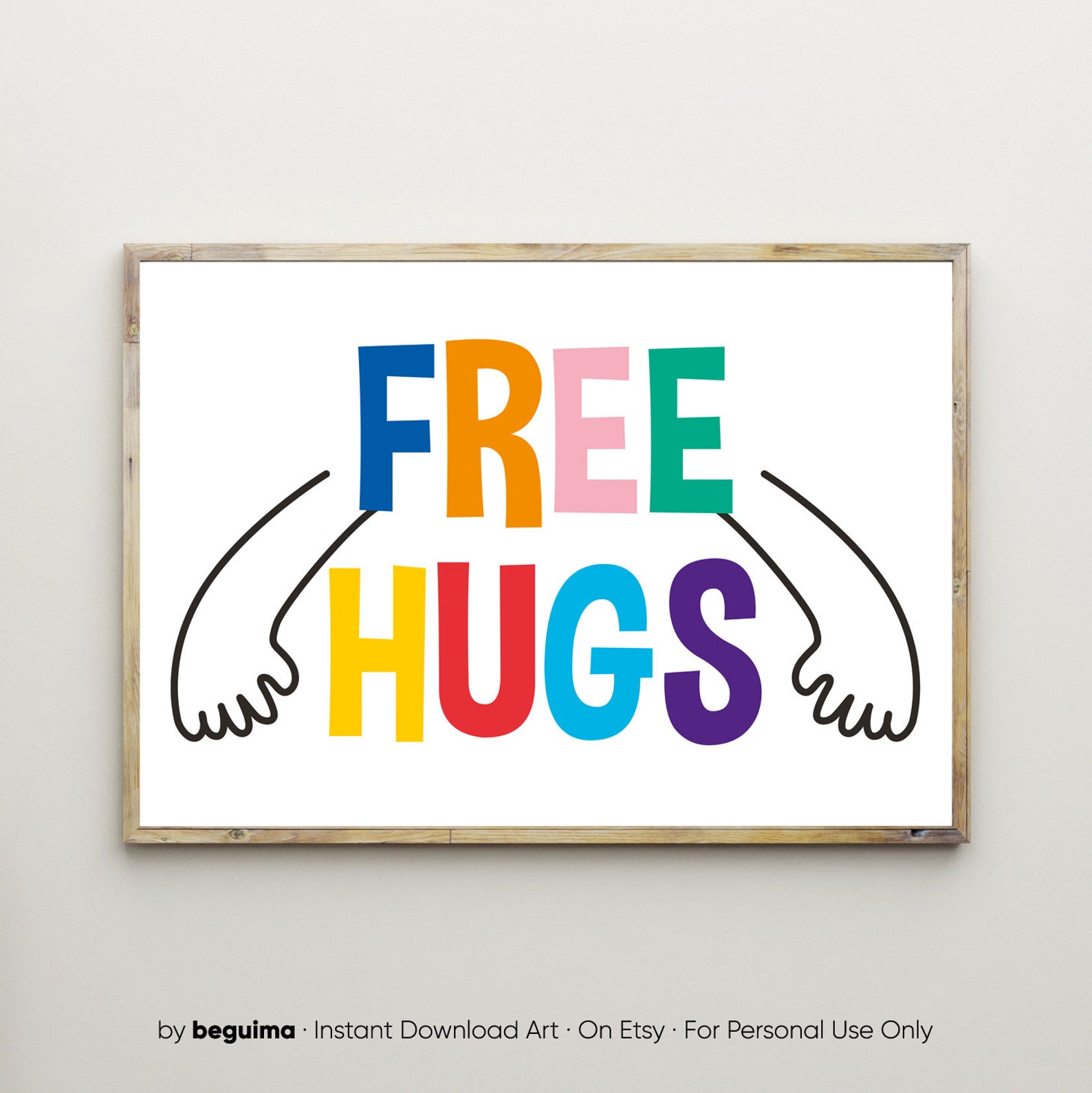 Free Hugs PrintPosterClassroom DecorNursery SignPrintable | Etsy