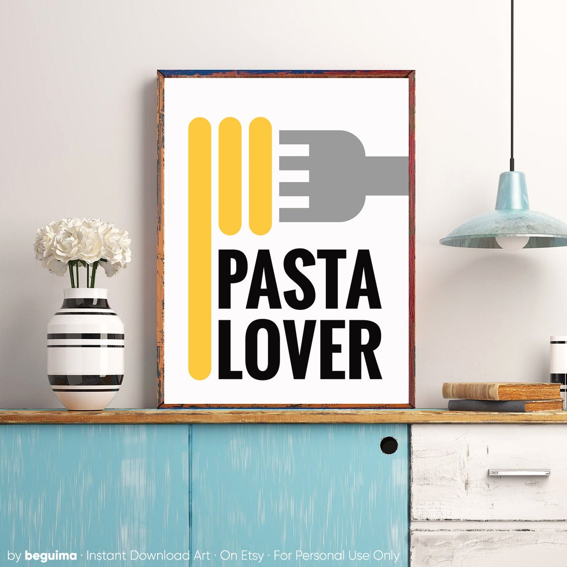 Pasta LoverPasta PrintSpaghettiFoodWall ArtKitchen Etsy