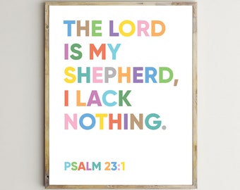 The Lord Is My Shepherd,Bible Verse,Kids,Christian Print,Psalm 23:1,Scriptures,Printable Wall Art,Poster,Sunday School,Digital Download