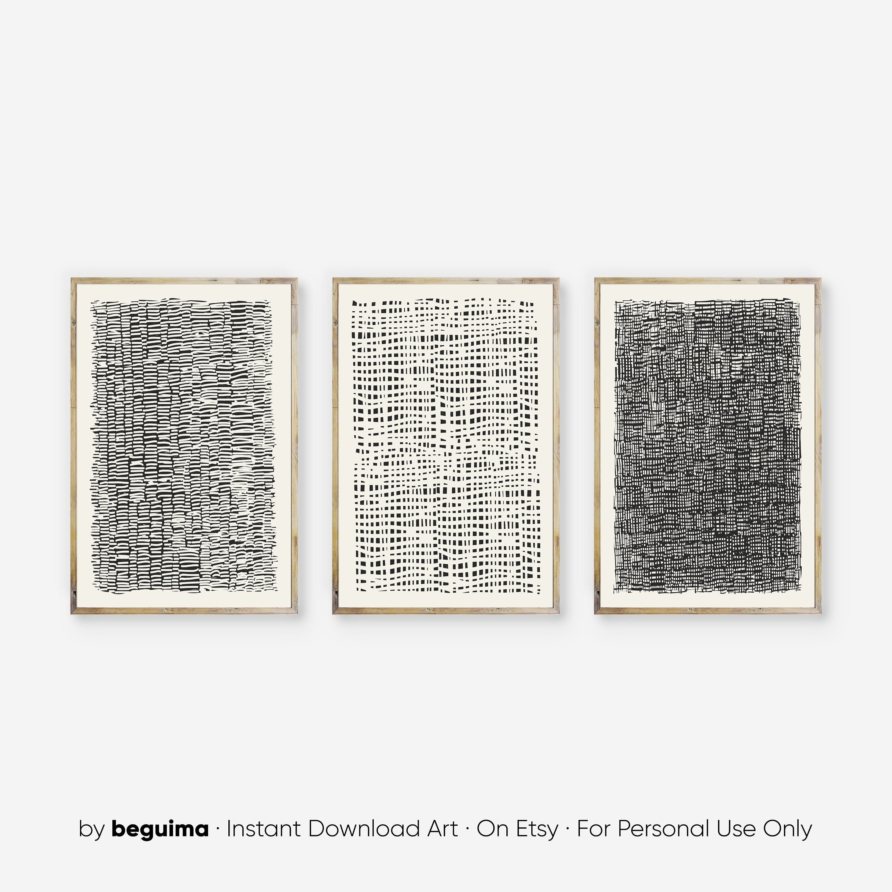 Abstract,Wall Art,Art Prints,Set Of 3,Beige,Creme,Neutral,Modern,Printable,Black & White,Posters,Living Room,Home Decor,Mid Century,Download