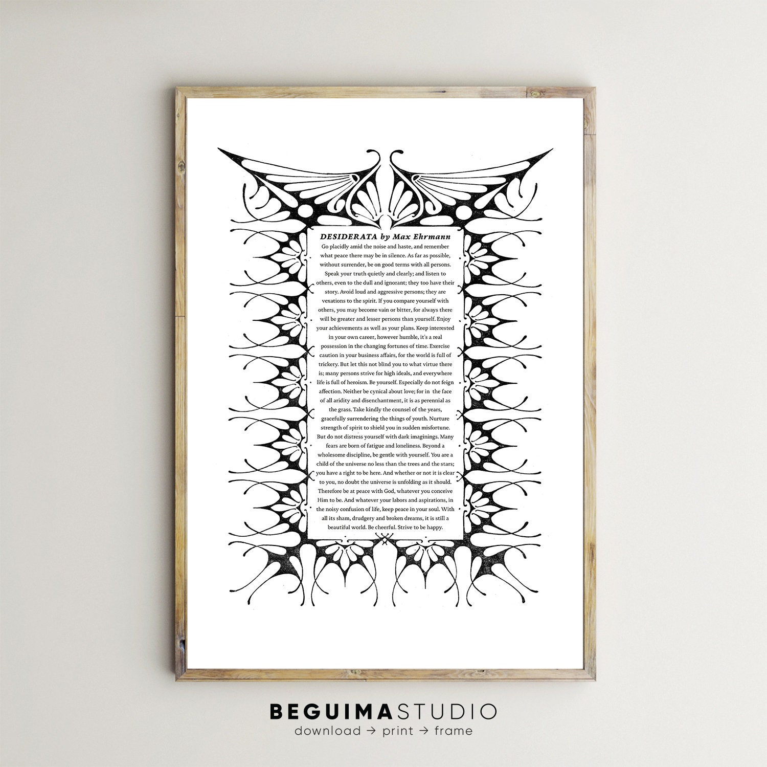 Desiderata Prints Poem Wall Art Max Ehrmann Inspirational Quote Printable Poster Home Decor  Motivational Text Literature Digital Download