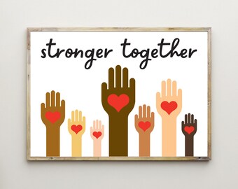 Plus forts ensemble,Décoration de la classe,Art mural pour enseignant,Égalité d'impression,Diversité,Inclusion,Racisme,Éducatif,Poster,Enfants,Imprimable,Télécharger