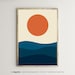 Sunset,Sea Prints,Ocean,Geometric Landscape,Printable Wall Art,Orange Sun,Sunrise,Poster,Home Decor,Waves,Illustration,Wavy,Digital Download