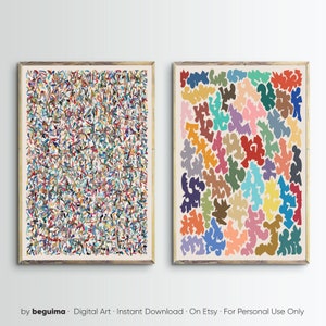 Colourful Abstract Wall Art,Set Of 2 Prints,Fun,Bold,Modern Abstract Art,Printable,Wall Decor,Posters,Large,Contemporary,Digital,Download