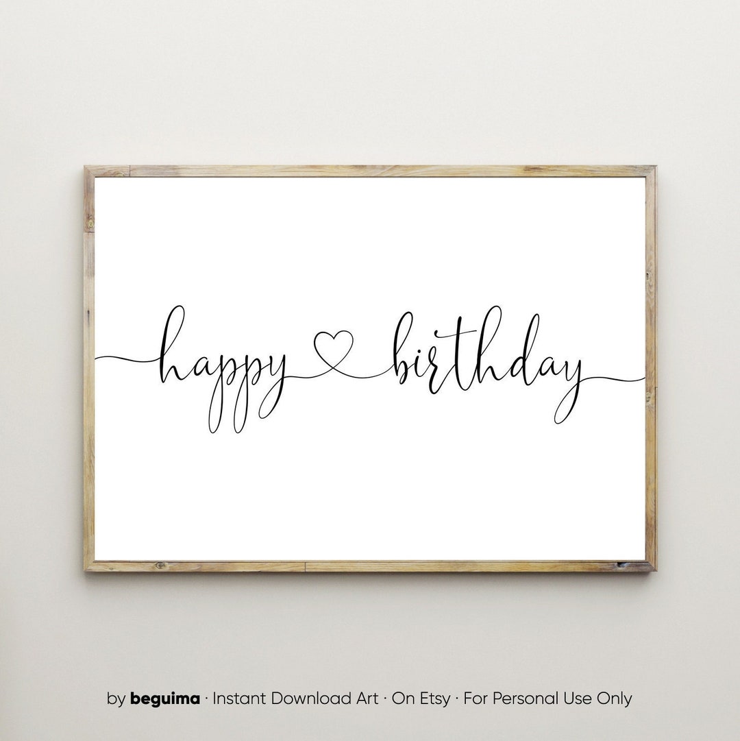Happy Birthday,birthday Print,printable Wall Art,anniversary,party ...