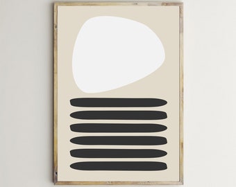 Abstract Wall Art,Beige,Cream,Neutral,Art Print,Modern,Lines,Organic Shape,Stripes,Printable,Black & White,Poster,Mid Century,Decor,Download