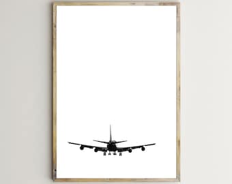 Impresiones de aviones, aterrizaje de avión, despegue de avión, avión, arte de pared imprimible, blanco y negro, fotografía, póster, decoración del hogar, imagen, digital, descarga