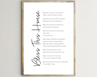 Bless this House, Haussegen, Schild, Gedicht, Lied, Gebet, Bibel Vers Drucke, christliche Schrift, druckbare Wandkunst, Poster, digitaler Download