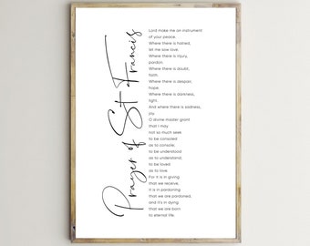 Prayer Of Saint Francis,Bible Verse Prints,Christian Scripture,Words,Quotes,Text,Printable Wall Art,Large,Poster,Home Decor,Digital Download