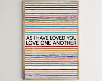 Love One Another,Bible Verse For Kids,Toddler Christian Prints,Scriptures Wall Art,Sunday School,Classroom Decor,Teacher Posters,Children