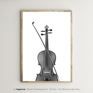 Violin Print,Music Wall Art,Stringed Instrument,Violin Poster,Printable Wall Art,Black & White,Picture,Photography,Decor,Digital,Download