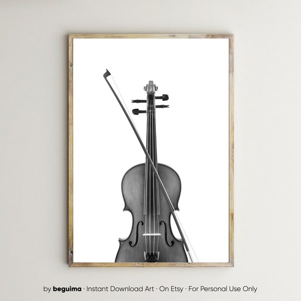 Violin Print,Music Wall Art,Stringed Instrument,Violin Poster,Printable Wall Art,Black & White,Picture,Photography,Decor,Digital,Download