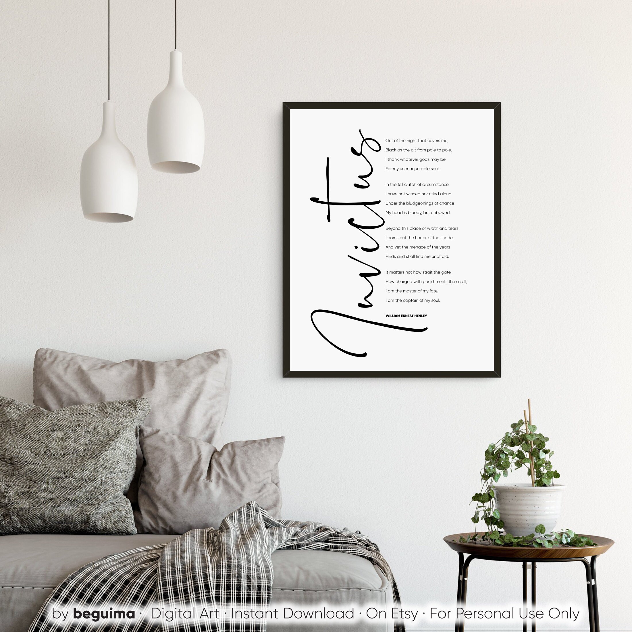 Invictus Copyable Invictus Poem,william Ernest Henley,inspirational Print,poster,home ...