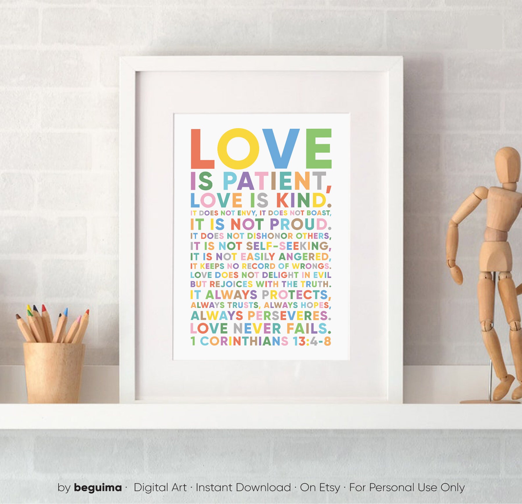 1 Corinzi Bibbia Citazione L'amore è paziente vita ispiratrice Grande Stampa Poster 