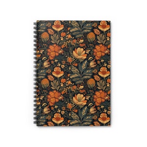 Autumn Floral Spiral Notebook, Gratitude Journal, Organizational Planner With Flower Cover, Fall Inspired Décor, Aesthetic Paper Stationary