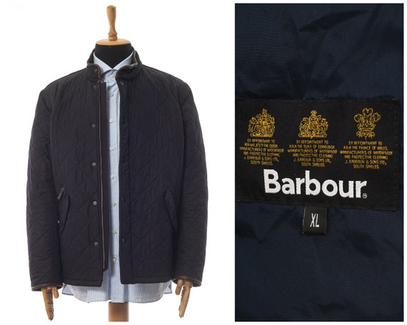 Mens BARBOUR Powel Quilted Quilt Jacket Coat Navy