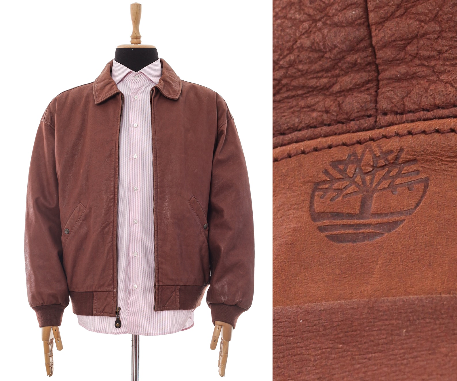 90s Vintage Mens TIMBERLAND Harrington Leather Jacket Coat | Etsy