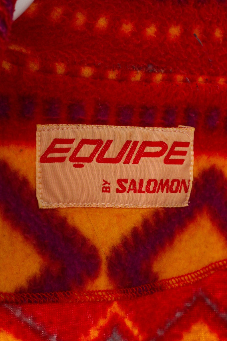 vintage jacket vintage fleece 90s Vintage Men SALOMON Fleece Pullover Half Zip Jacket Aztec Red Size 2XL XXL mens fleece vintage salomon