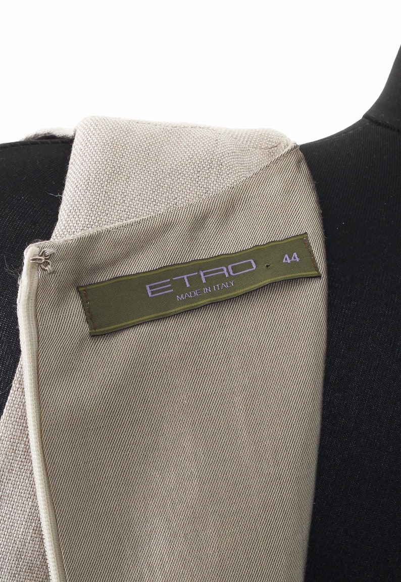 Women/'s ETRO Silk Linen Sleeveless Top Dress Beige Size US 8 UK 12