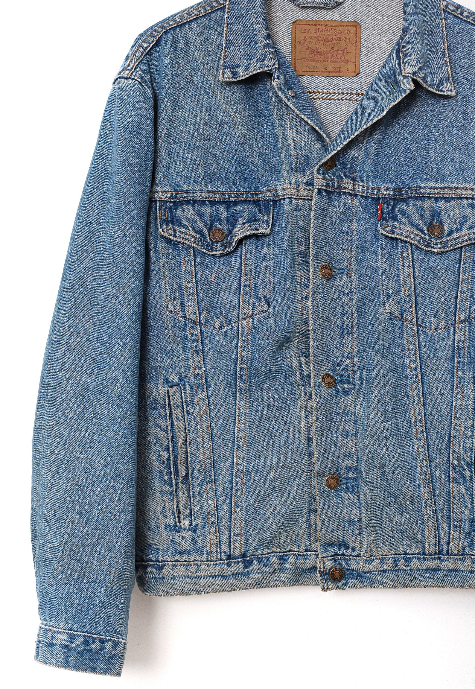90s Vintage Mens LEVIS Denim Jacket Trucker Jeans Blue Size L | Etsy