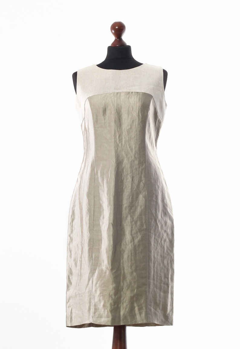 Women/'s ETRO Silk Linen Sleeveless Top Dress Beige Size US 8 UK 12