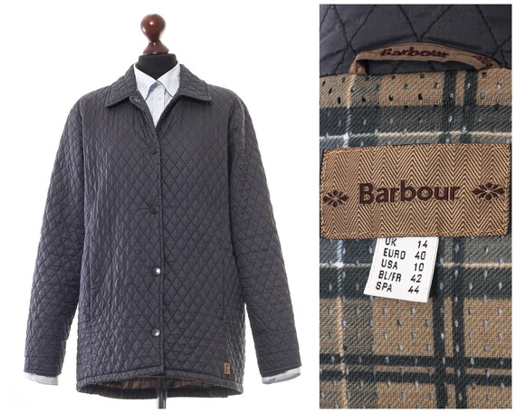 Women's BARBOUR Quilted Quilt Jacket Coat Navy Blu