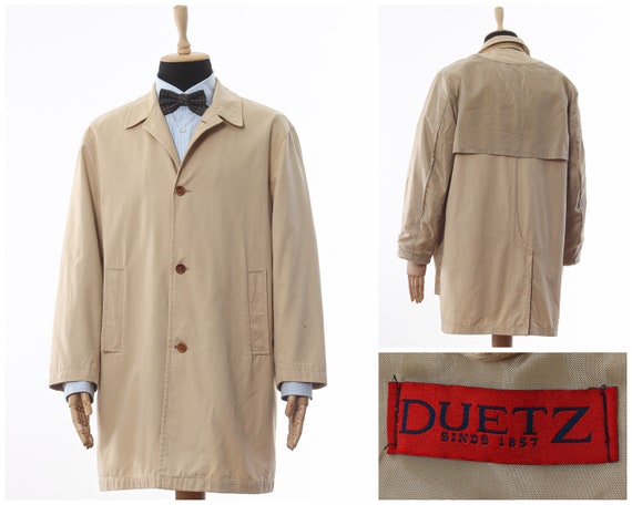 Mens DUETZ Coat Jacket Cotton Beige Size M, mens j