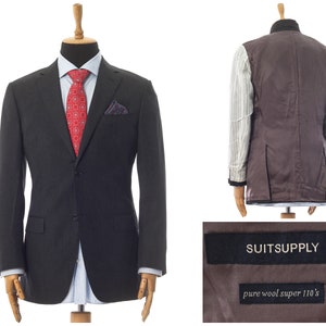 Herren Suitsupply Blazer Mantel Jacke Wolle Zwei Knopf Grau Etsy