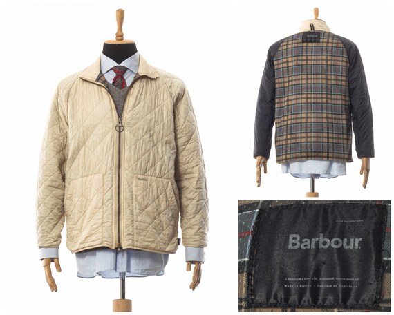 Mens BARBOUR Quilted Quilt Coat Jacket White Size