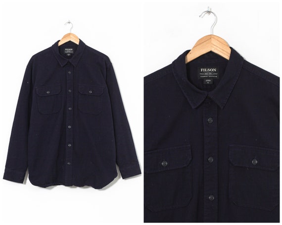 Mens FILSON Heavy Cotton Long Sleeve Shirt Black S