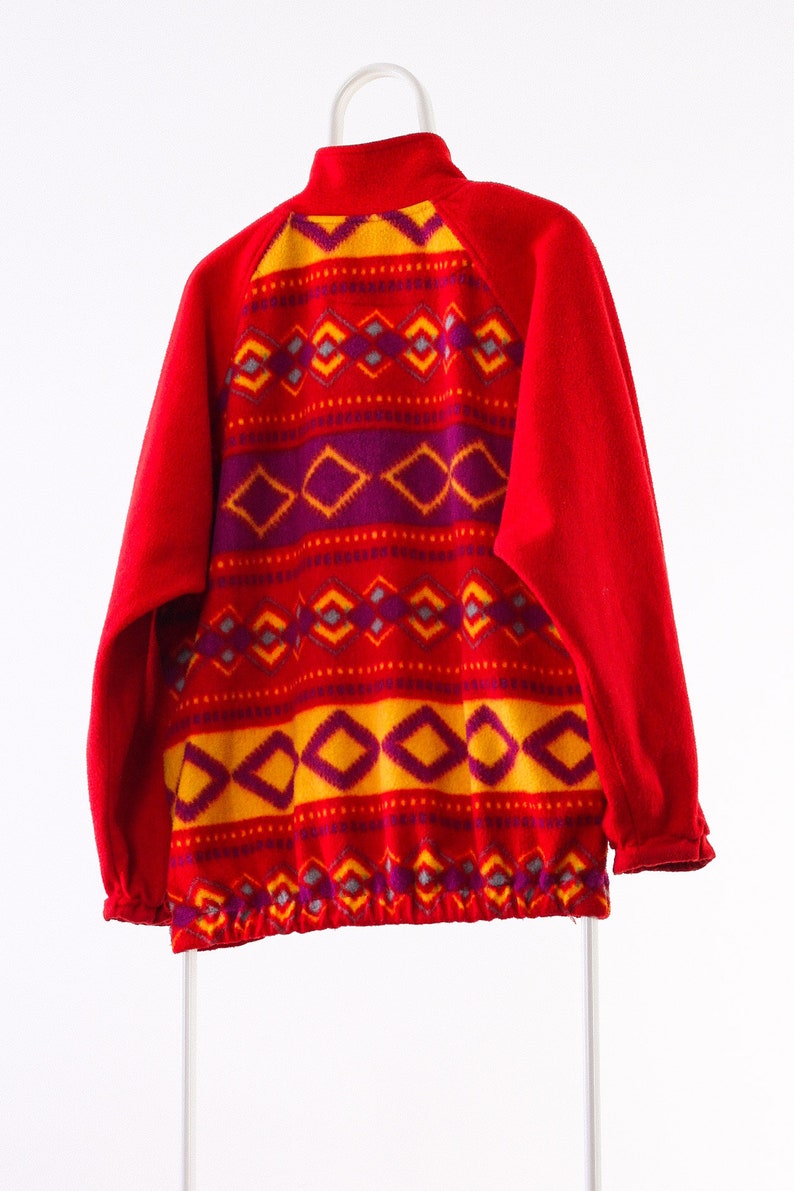 vintage jacket vintage fleece 90s Vintage Men SALOMON Fleece Pullover Half Zip Jacket Aztec Red Size 2XL XXL mens fleece vintage salomon