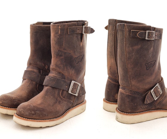 Mens Red Wings Engineer Mid Boots Work Leather Brown Size US 5 - Etsy UK