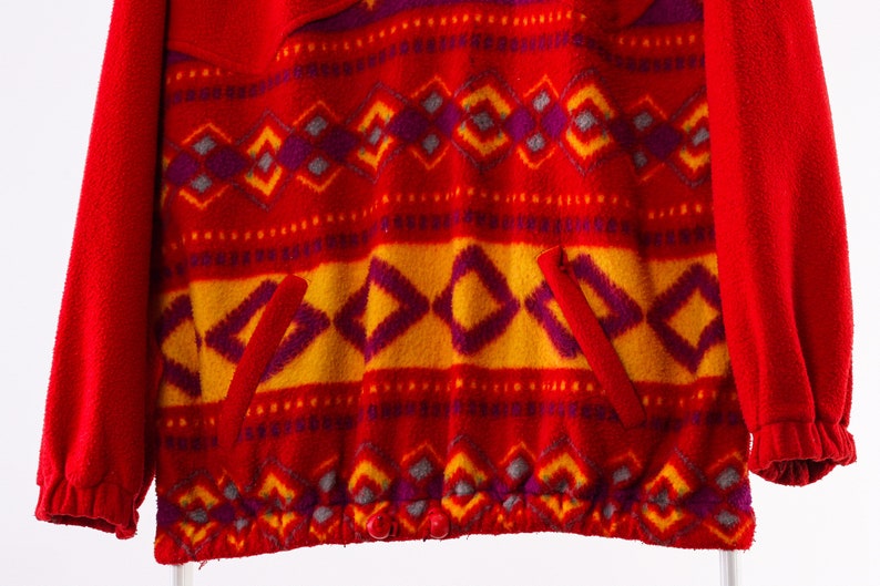 vintage jacket vintage fleece 90s Vintage Men SALOMON Fleece Pullover Half Zip Jacket Aztec Red Size 2XL XXL mens fleece vintage salomon