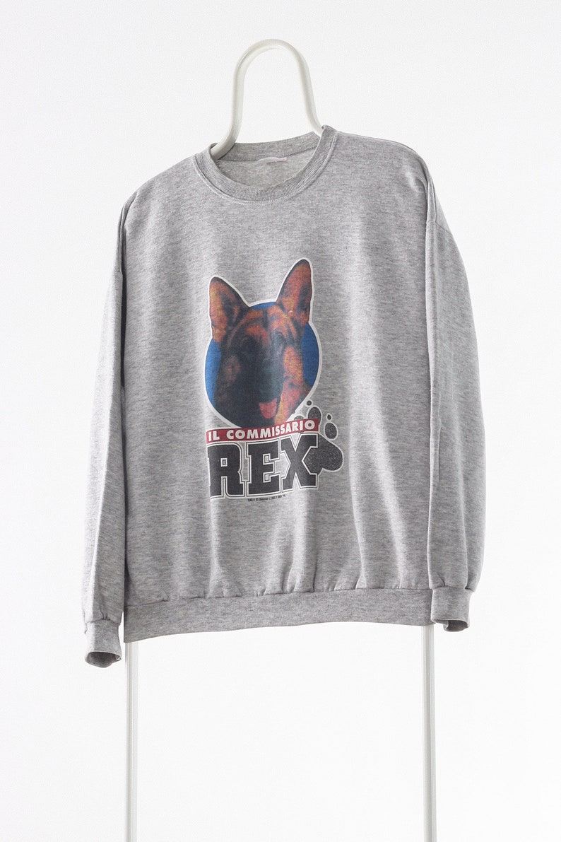 1998 Vintage Men INSPECTOR REX 90s Graphic Sweatshirt Crew Neck Grey Size M