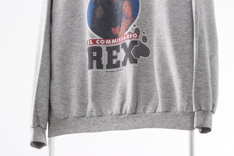1998 Vintage Men INSPECTOR REX 90s Graphic Sweatshirt Crew Neck Grey Size M