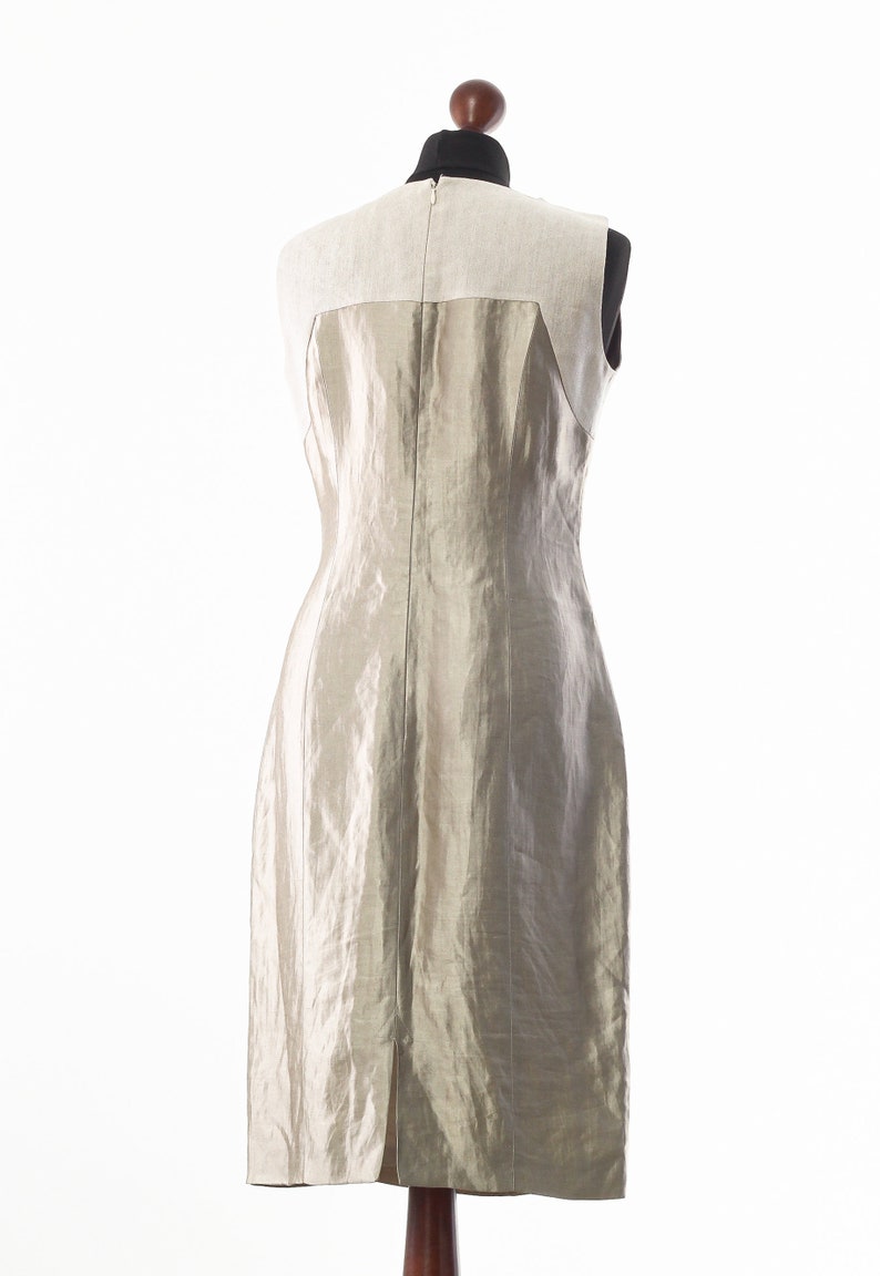 Women/'s ETRO Silk Linen Sleeveless Top Dress Beige Size US 8 UK 12