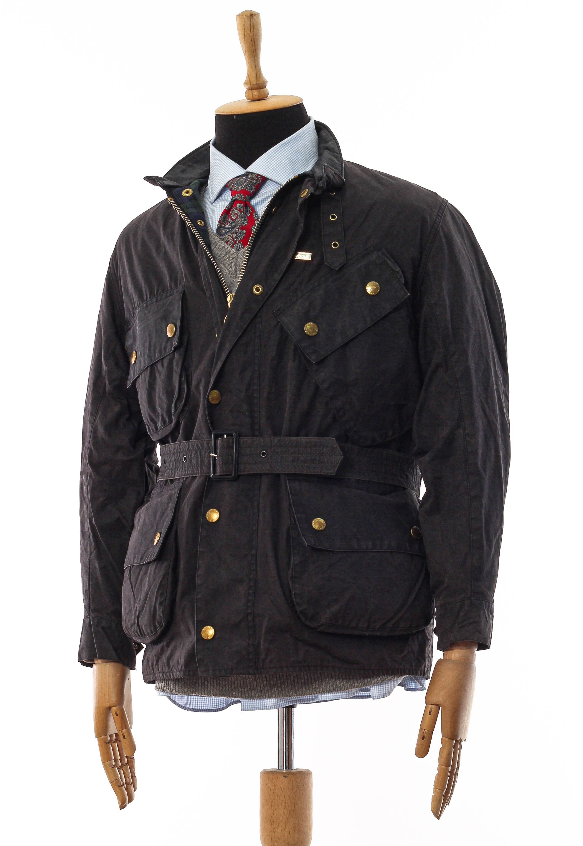 Mens BARBOUR Beacon Jacket Motorcycle Wax Waxed Coat Black Etsy