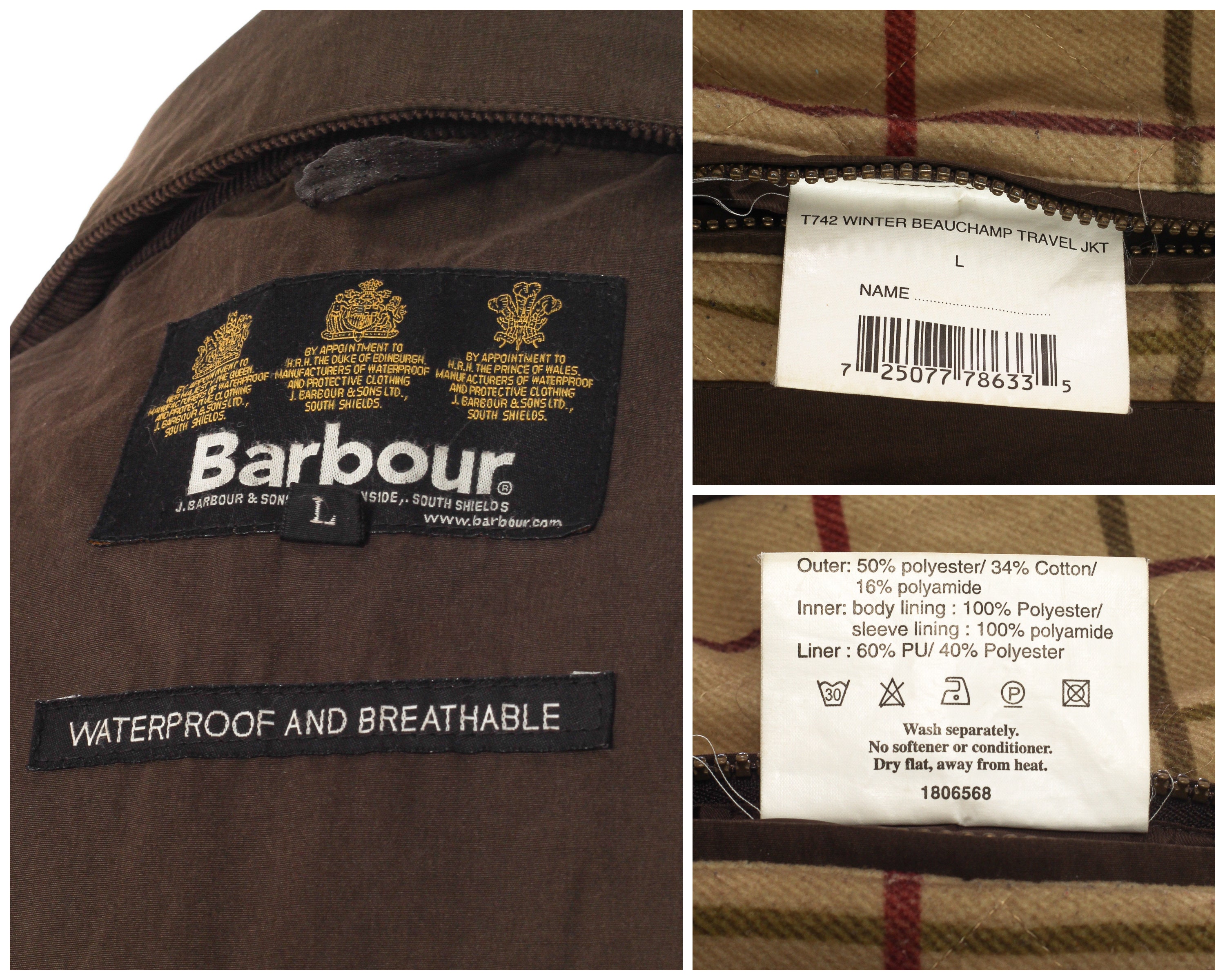 Mens BARBOUR Winter Beauchamp Travel Jacket Coat Shell Brown | Etsy