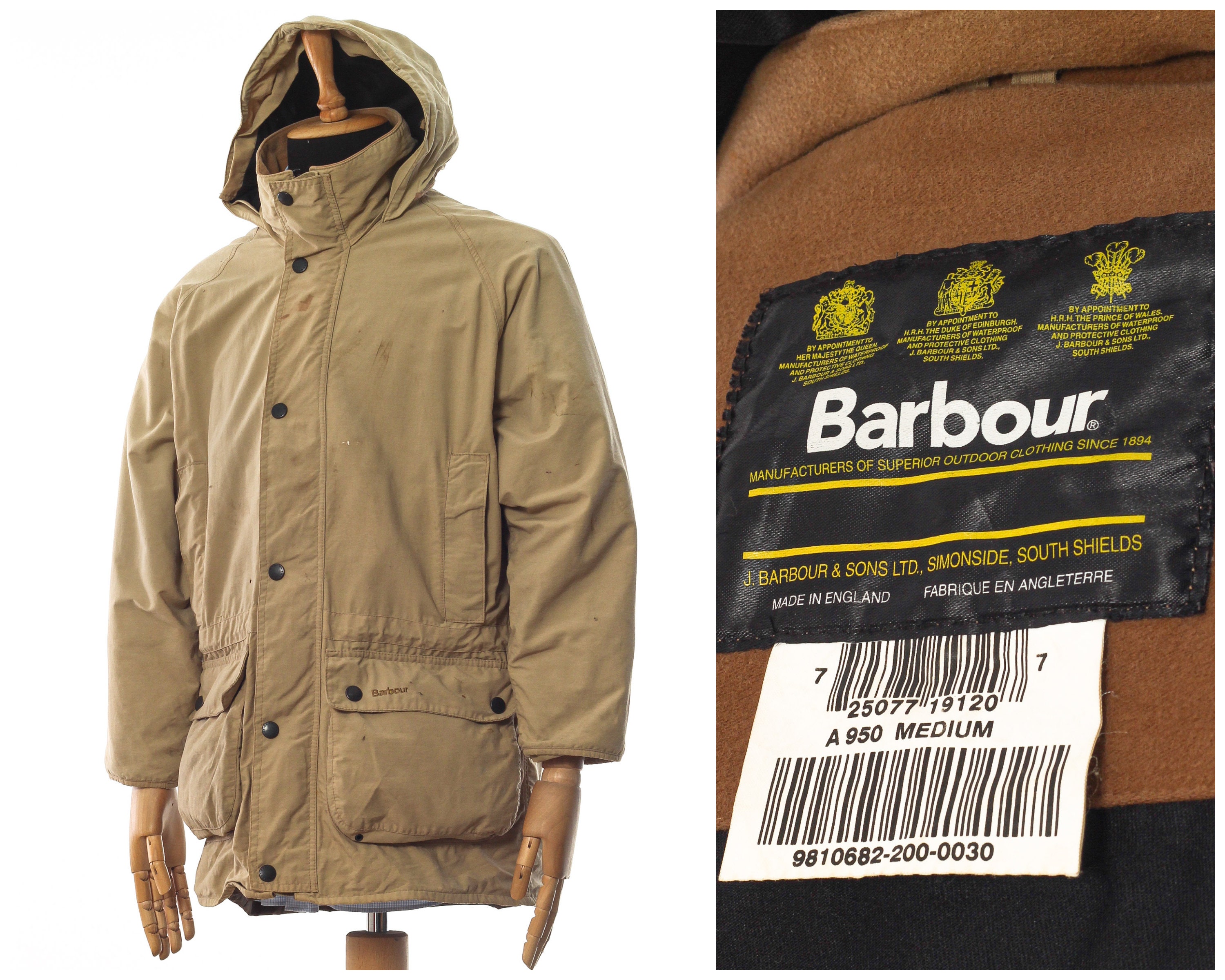 Mens BARBOUR A950 Shell Windbreaker Parka Jacket Coat Beige Etsy
